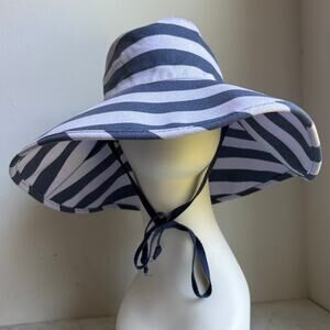 Hat Attack Striped Wide Brim Sun Hat Floppy Purple Violet Lavender OSFM